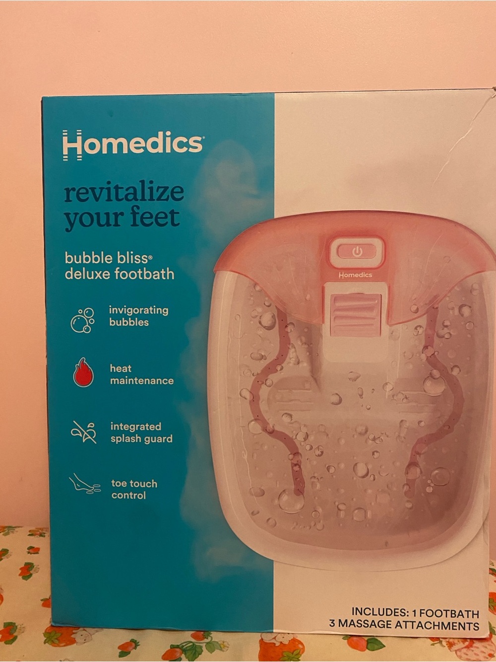 Homedics Bubble Bliss Deluxe Footbath – Light Pink/White
